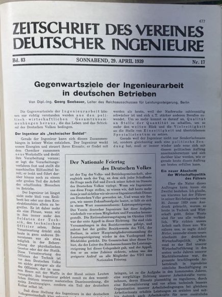Original 1939 German Bound Journal of the Association of Engineers Magazine Book — image 34