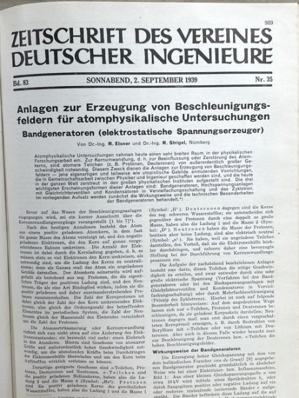 Original 1939 German Bound Journal of the Association of Engineers Magazine Book — image 59