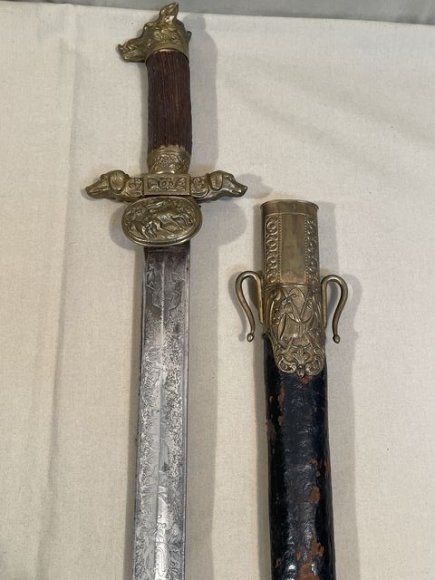 Original Mid-19th Century German Etched Blade Hunting Dagger, Unknown Maker — image 3