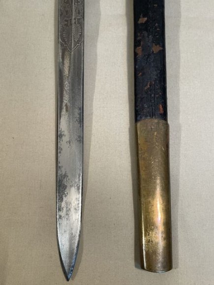 Original Mid-19th Century German Etched Blade Hunting Dagger, Unknown Maker — image 4