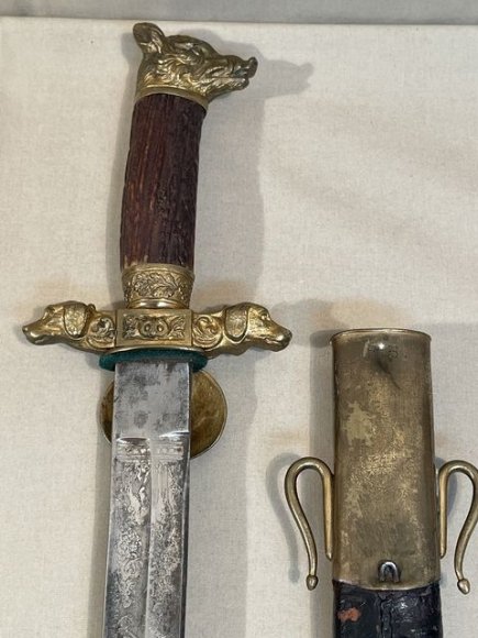 Original Mid-19th Century German Etched Blade Hunting Dagger, Unknown Maker — image 6