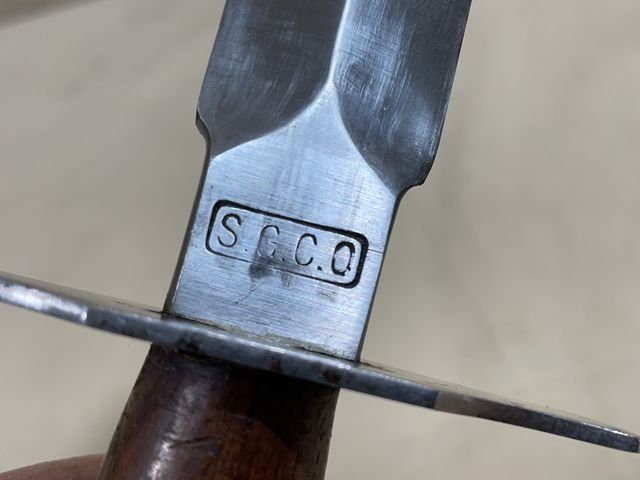 Original WWII French Fighting Knife and Scabbard — image 5