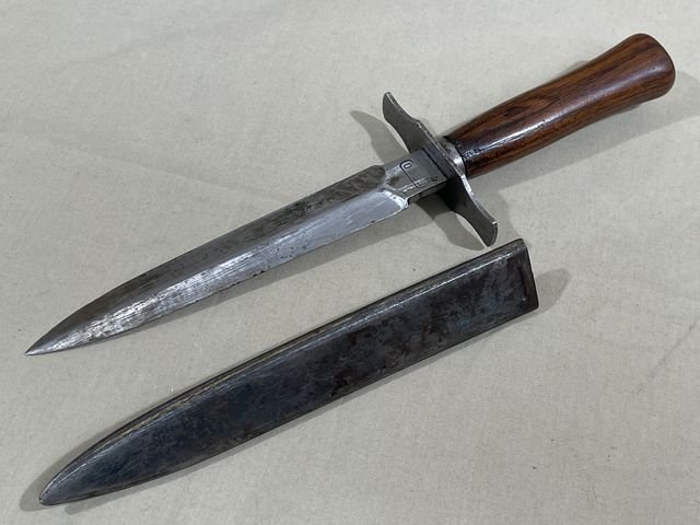 Original WWII French Fighting Knife and Scabbard — image 2