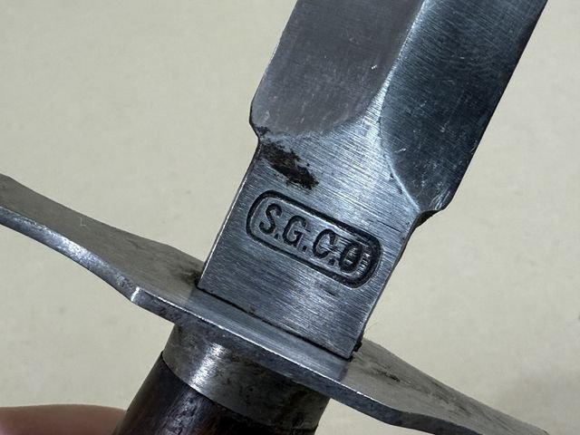 Original WWII French Fighting Knife and Scabbard, S.G. C.O — image 4