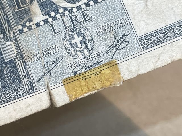 Original WWII Italian 10 Lire Note, 1944 — image 5