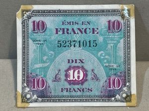 Original WWII Allied Invasion Currency, 10 French Francs