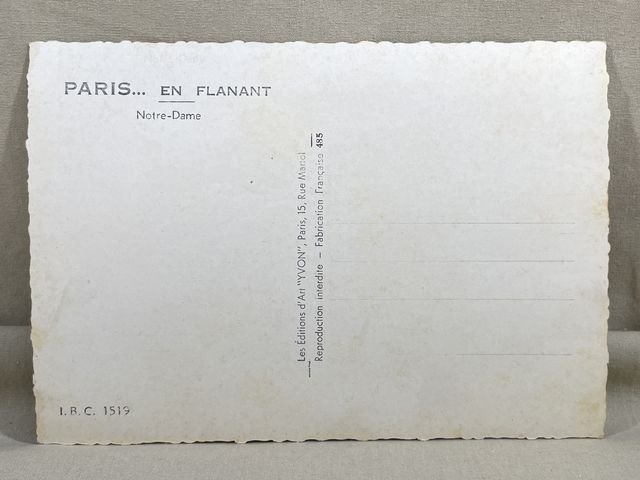 Original WWII Era French Architecture Postcard, Paris… en Flanant Notre-Dame — image 3
