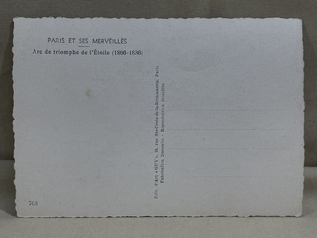 Original WWII Era French Architecture Postcard, Paris et ses Merveilles Arc de triomphe — image 4