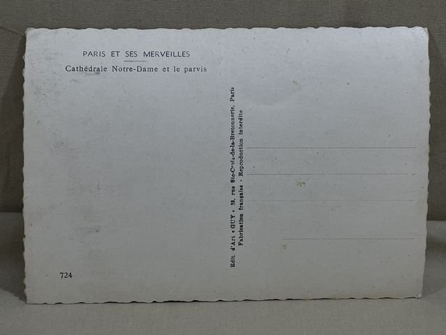 Original WWII Era French Architecture Postcard, Paris et ses Merveilles Notre-Dame — image 3