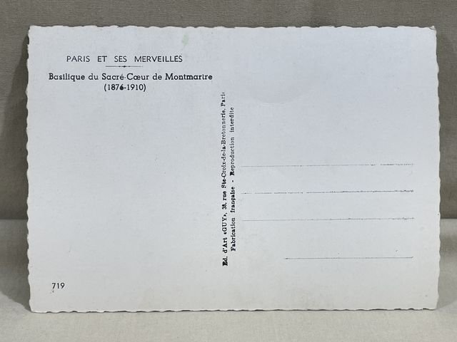 Original WWII Era French Architecture Postcard, Paris et ses Merveilles Basilique du Sacré Coeur — image 2