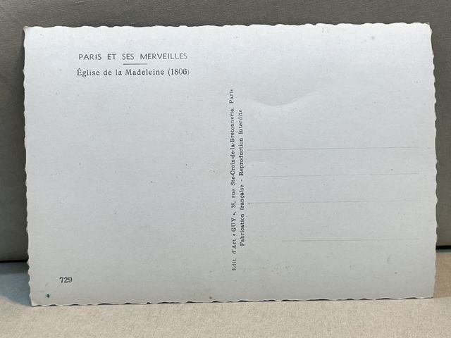 Original WWII Era French Architecture Postcard, Paris et ses Merveilles Eglise de la Madeleine — image 4
