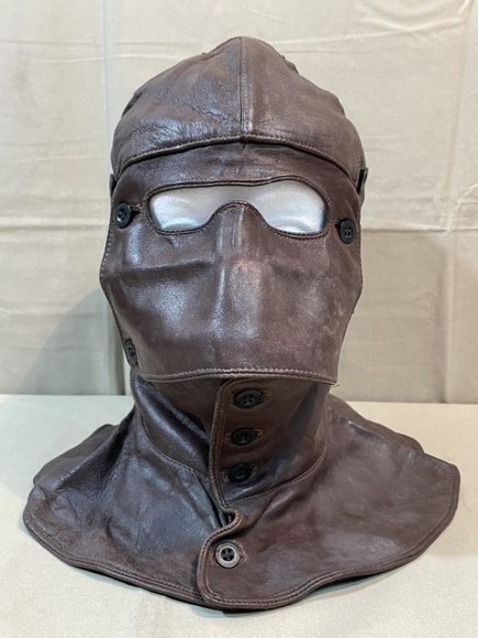 Original Pre-WWII Civilian Aviator's Protective Leather Hood — image 2