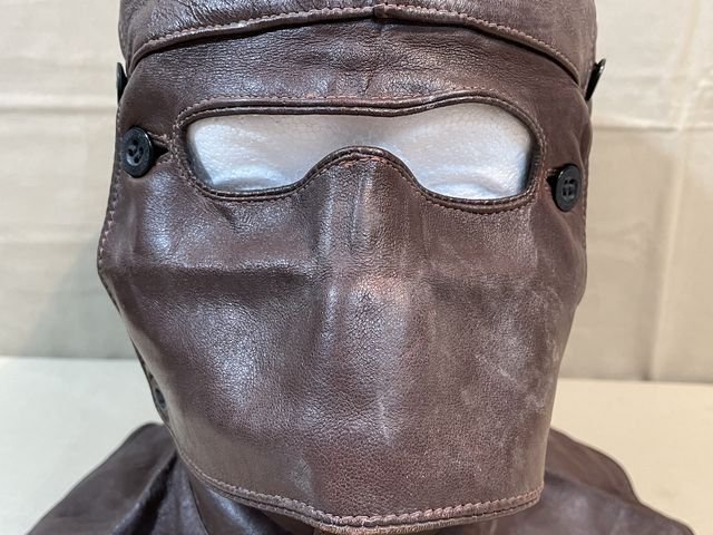 Original Pre-WWII Civilian Aviator's Protective Leather Hood — image 3