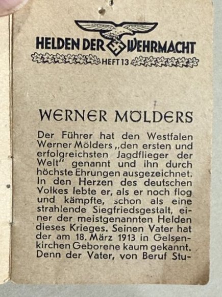 Original WWII German WHW Donation Booklet, Ritterkreuztr‰ger Werner Mˆlders — image 2