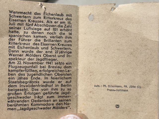 Original WWII German WHW Donation Booklet, Ritterkreuztr‰ger Werner Mˆlders — image 5