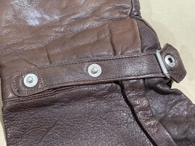 Original WWII? German All Leather Flight Gloves, Pair — image 6