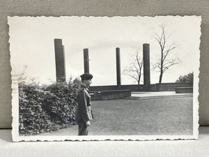 Original WWII German Heer (Army) Soldier by Monument Photograph
