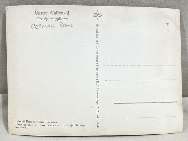 Original WWII German Our Waffen-SS Series Photo Postcard, Der Spährtruppführer — image 2