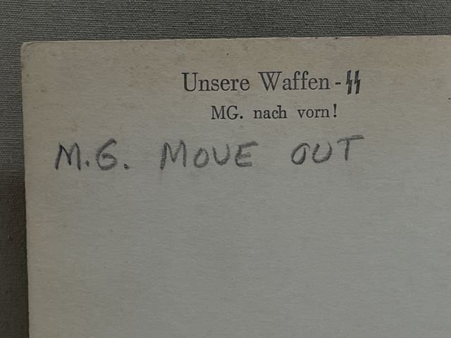 Original WWII German Our Waffen-SS Series Photo Postcard, MG nach vorn! — image 3