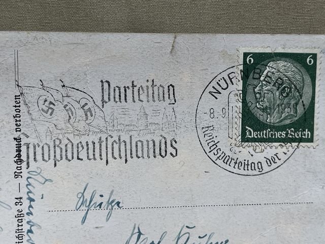 Original Nazi Era German Reichs Party Day Commemorative Postcard, Reichsparteitag — image 3
