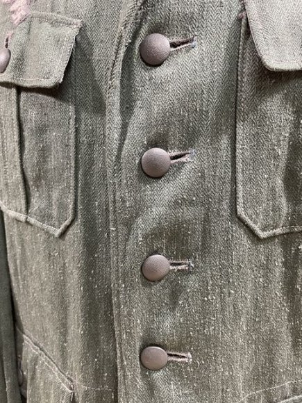 Original WWII German Luftwaffe Reed Green HBT Combat Tunic — image 5