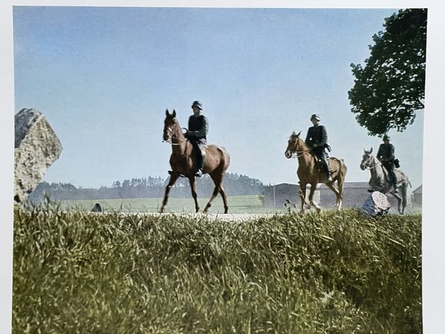 Original WWII German Military Themed Color Print, CAVALRY PATROL THE ROAD — image 2