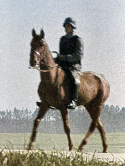 Original WWII German Military Themed Color Print, CAVALRY PATROL THE ROAD — image 3