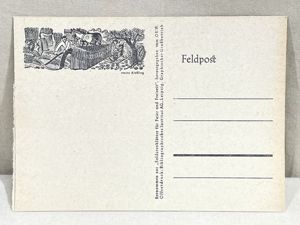 Original WWII German FELDPOST Art Postcard