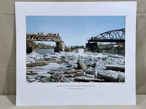 Original WWII German Military Themed Color Print, PIONEERS BRIDGE BUILDING
