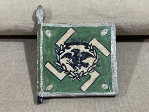 Original Nazi Era German Hand-Painted Wooden Flag Pin, Luftwaffe Rgt …