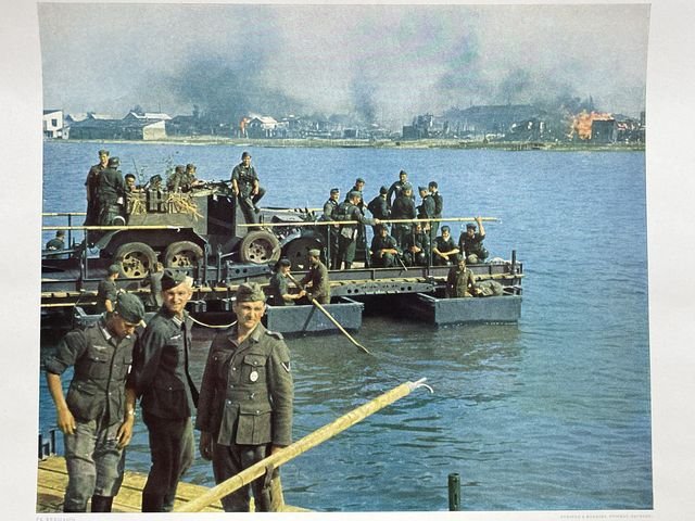Original WWII German Military Themed Color Print, TANK HUNTERS TRANSPORTED — image 2