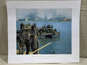 Original WWII German Military Themed Color Print, TANK HUNTERS TRANSPORTED