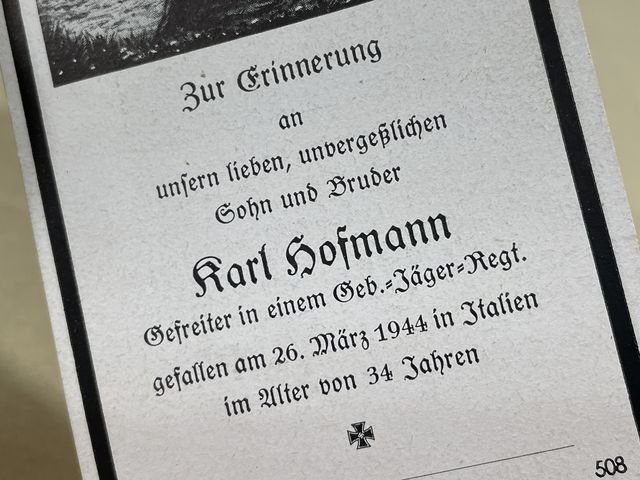 Original WWII German Remembrance Card, Gebirgsjðger Soldier — image 4