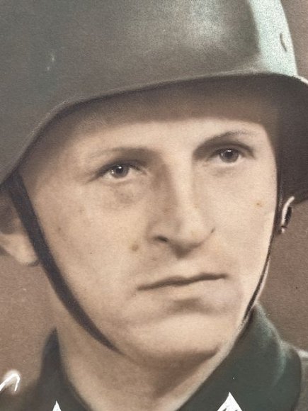 Original WWII German Army Soldier's Color Enhanced Photograph, Steel Helmet! — image 2