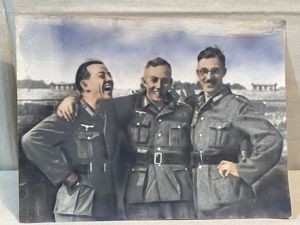 Original WWII German Army Soldiers Color Enhanced Photograph