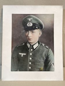 Original WWII German Army Soldier's Color Enhanced Photograph, Waffenrock!