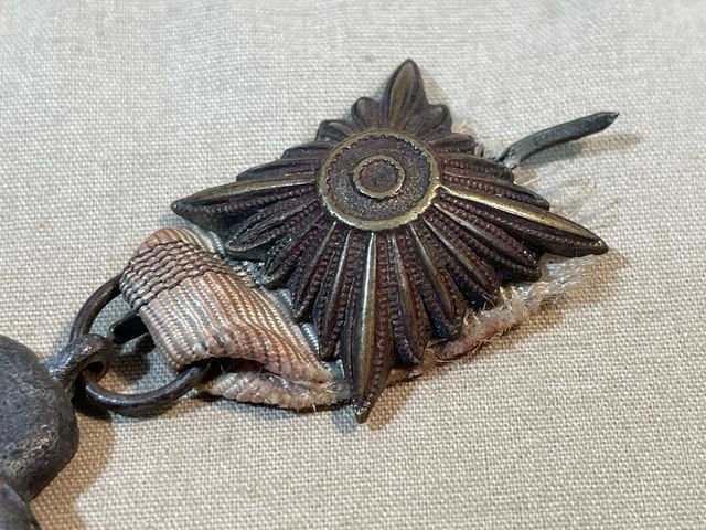 Original WWII German Russian Front Medal with Odd Ribbon and Pip — image 3