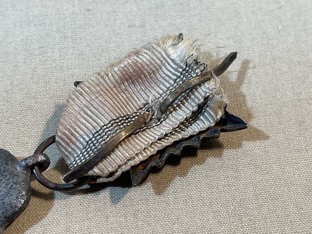 Original WWII German Russian Front Medal with Odd Ribbon and Pip — image 4