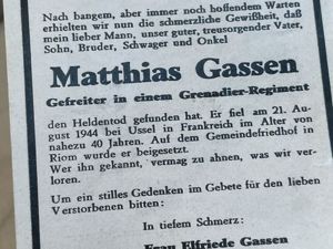Original WWII German Remembrance Card, Gefreiter in a Grenadier Regiment