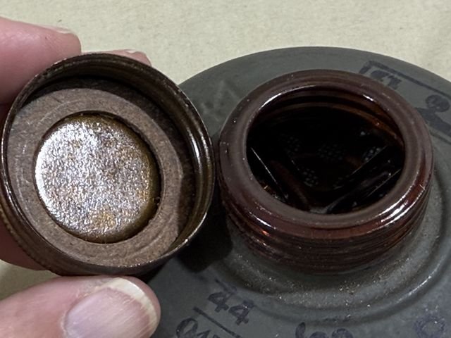 Original WWII German FE41 Gas Mask Filter w/Both Storage Caps, UNUSED! — image 12