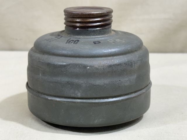 Original WWII German FE41 Gas Mask Filter w/Both Storage Caps, UNUSED! — image 4