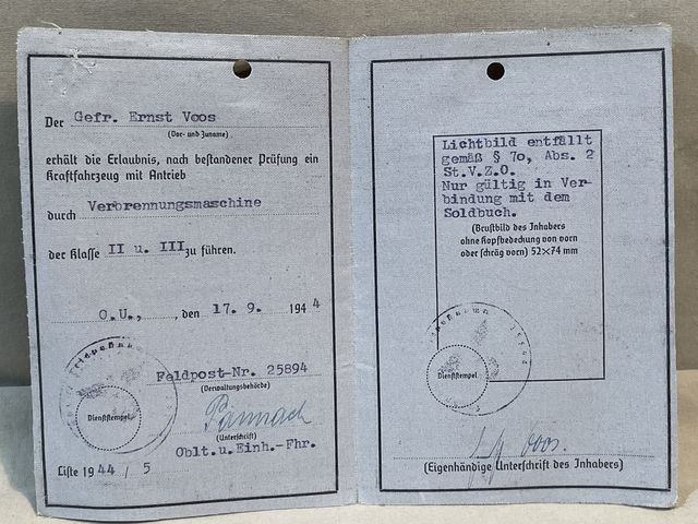 Original WWII German Armed Forces Driver License, Wehrmacht-F³hrerschein — image 3