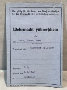 Original WWII German Armed Forces Driver License, Wehrmacht-F³hrerschein