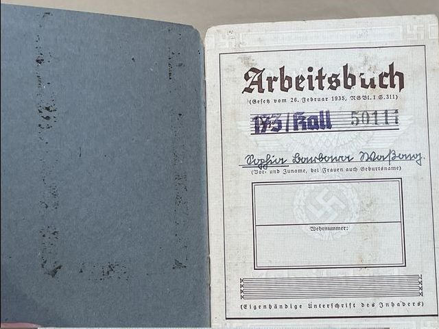 Original Nazi Era German Arbeitsbuch, 2nd Type