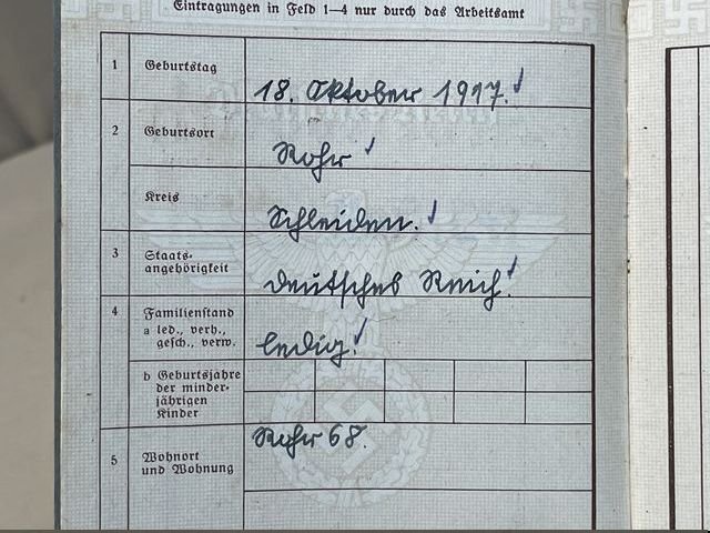Original Nazi Era German Arbeitsbuch, 2nd Type — image 4