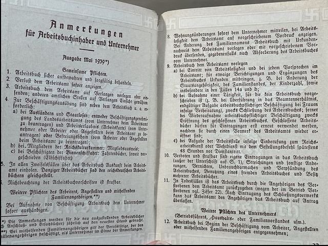 Original Nazi Era German Arbeitsbuch, 2nd Type — image 9