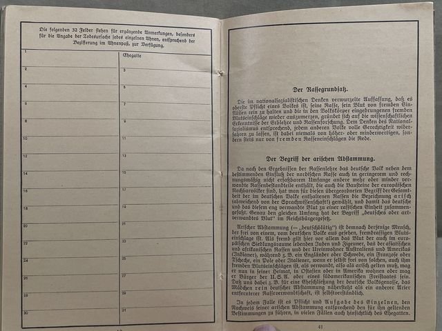 Original Nazi Era German Der Ahnenpaß (Family Tree) Book — image 12