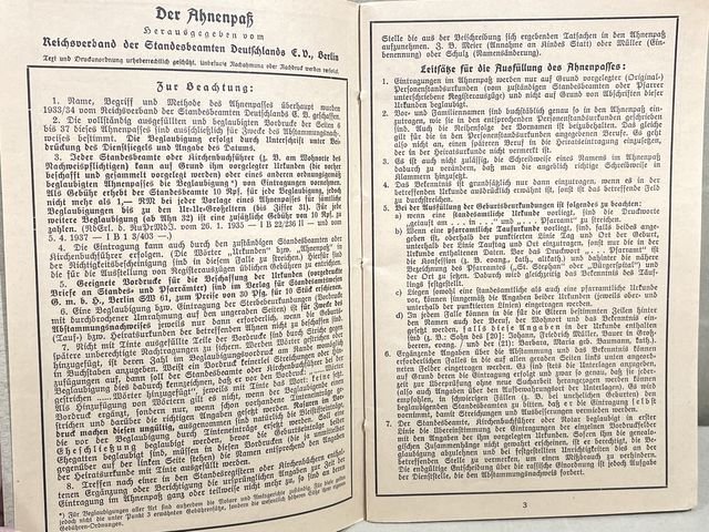 Original Nazi Era German Der Ahnenpaß (Family Tree) Book — image 5