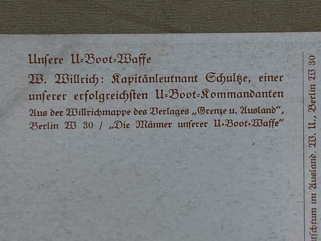 Original WWII German Personality Postcard, U-Boat Kapitðnleutnant Schiltze — image 6