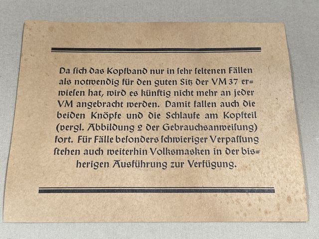 Original WWII German People's Gas Mask Instruction Pamphlet, Volksgasmaske — image 2